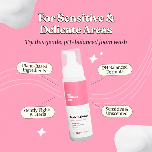 Her Fantasy Box Boric Balance - Sensitive Boric Acid Foam pH Wash - Natural Ingredients - Image 2