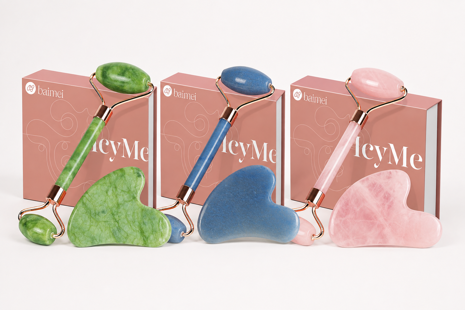 Baimei Icy Me Jade Roller + Gua Sha Set