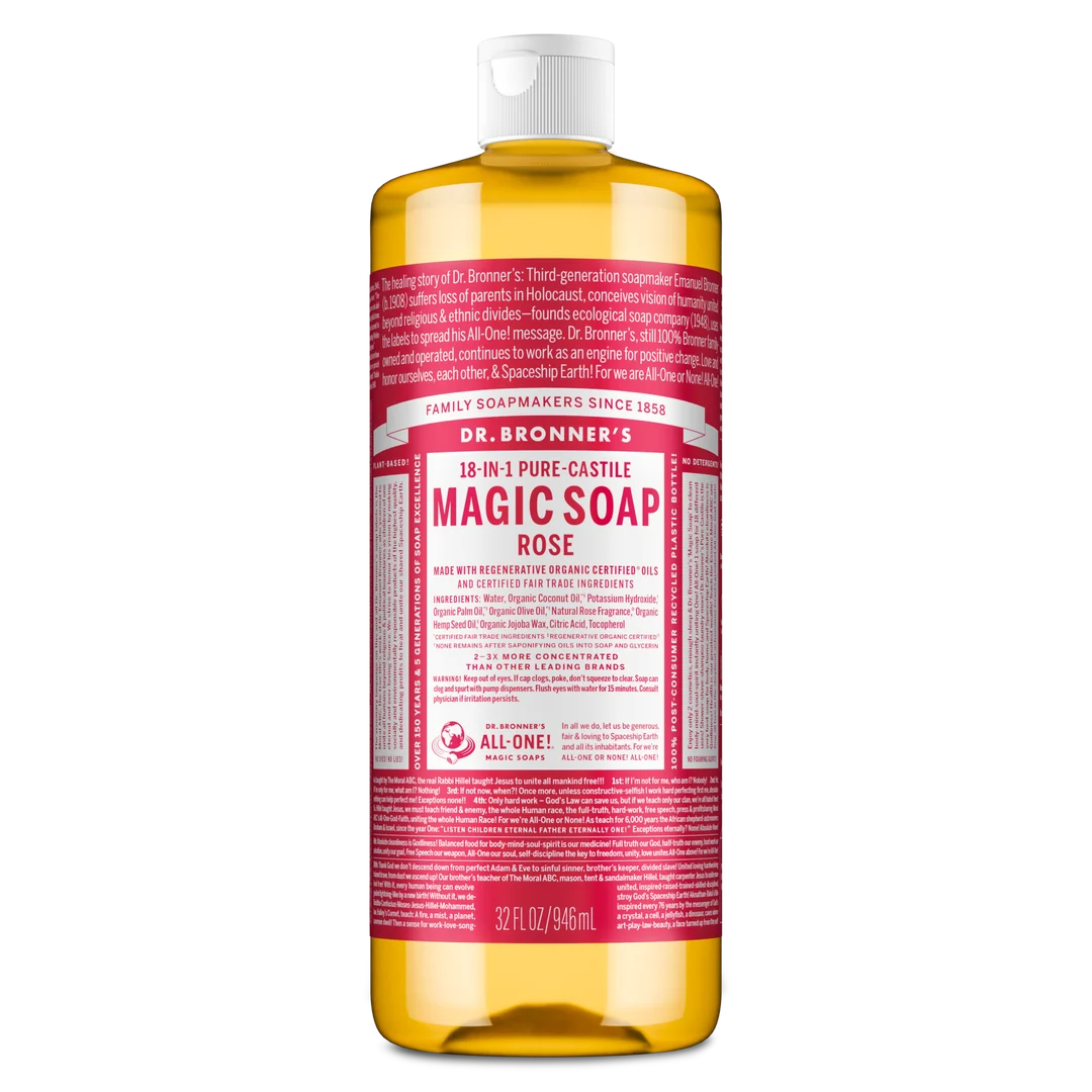 Dr. Bronner’s Rose Pure-Castile Liquid Soap, Body Wash, 8 oz