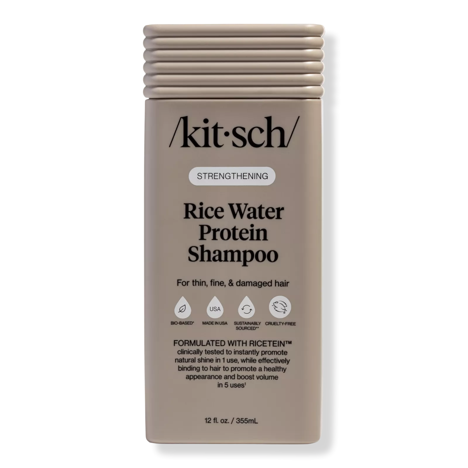 Kitsch Strengthening Rice Water Shampoo – 12 fl oz: Paraben-Free, Silicone-Free, Vegan, Mandarin & White Tea Scent